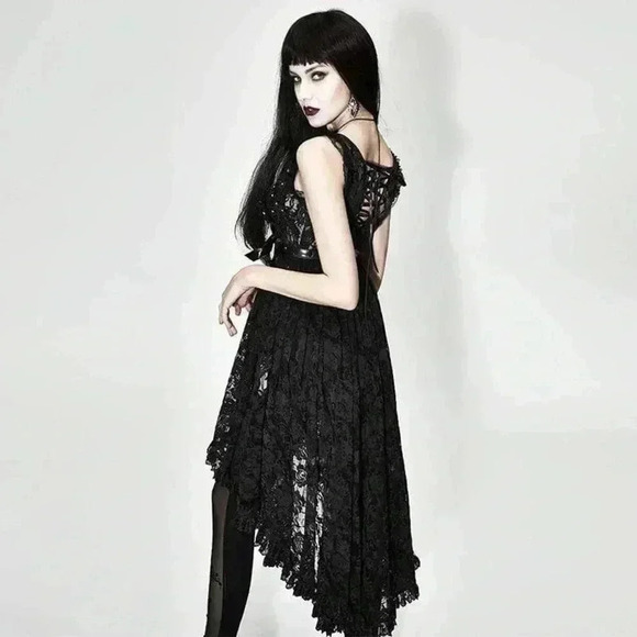 Eva Lady Women's Gothic Punk Lace Over High Low Dress Intimates $120 Size L NWOT - Picture 3 of 13